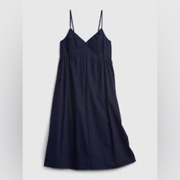 Gap V-Neck Cami Midi Dress Navy Size SP - Picture 2 of 14